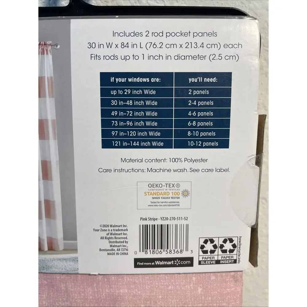 Your Zone Darkening Panel Pair Stripe Your Zone 2-Pack Energy Efficient Pink